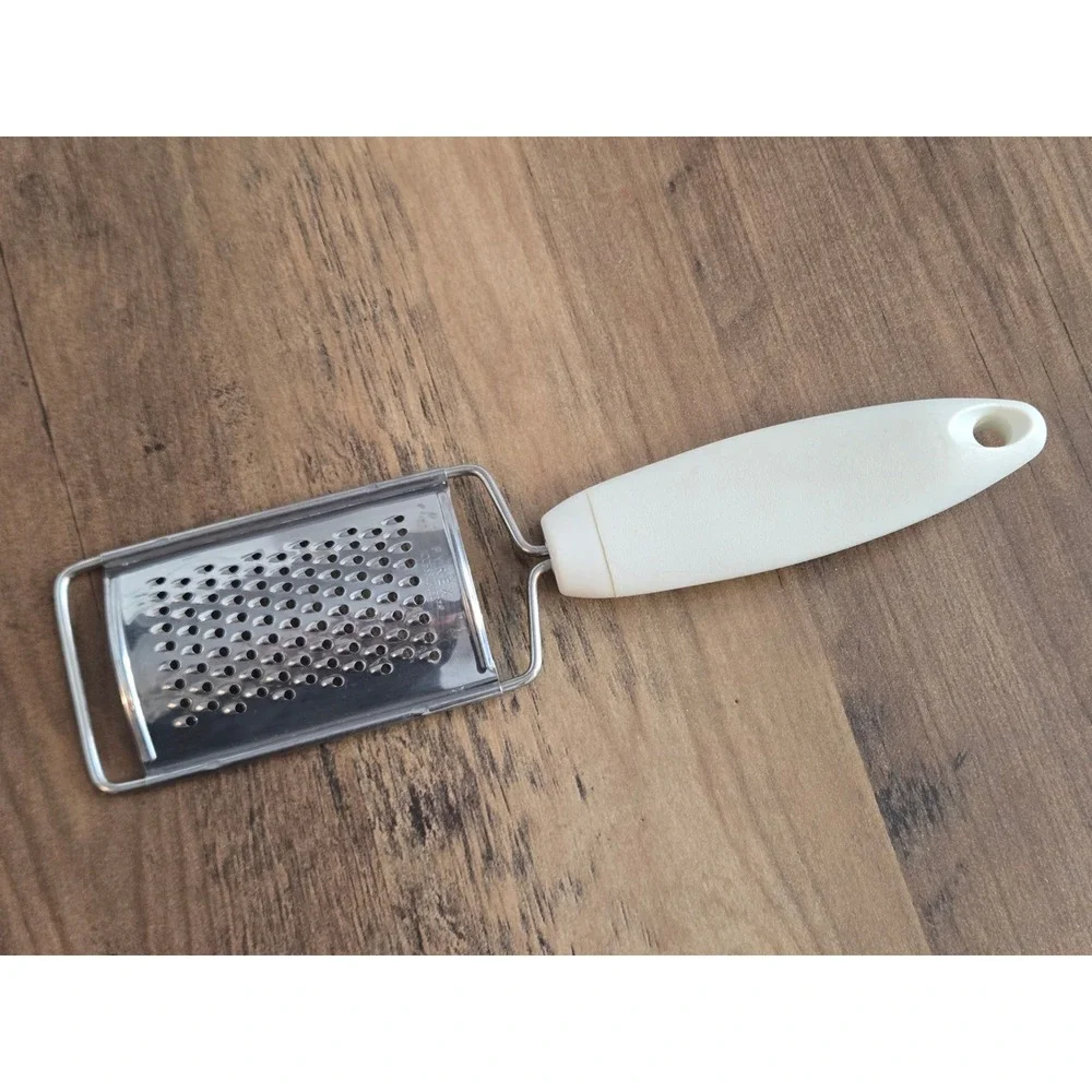 Vintage PYREX Accessories Handheld Cheese Grater Stainless Steel White Handle